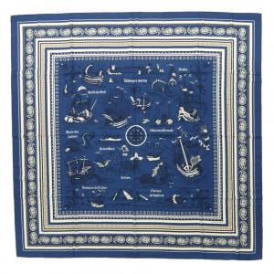 エルメス HERMES TATOUAGES MARINS BANDANA H243374S カレジェアン140 ショール