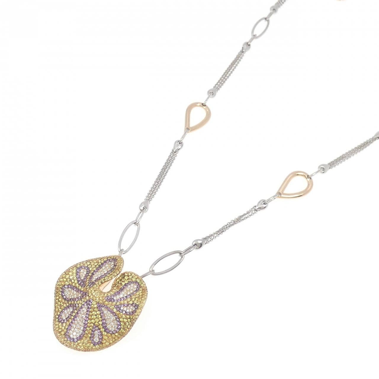 K18スリーカラー カラーストーン ネックレス