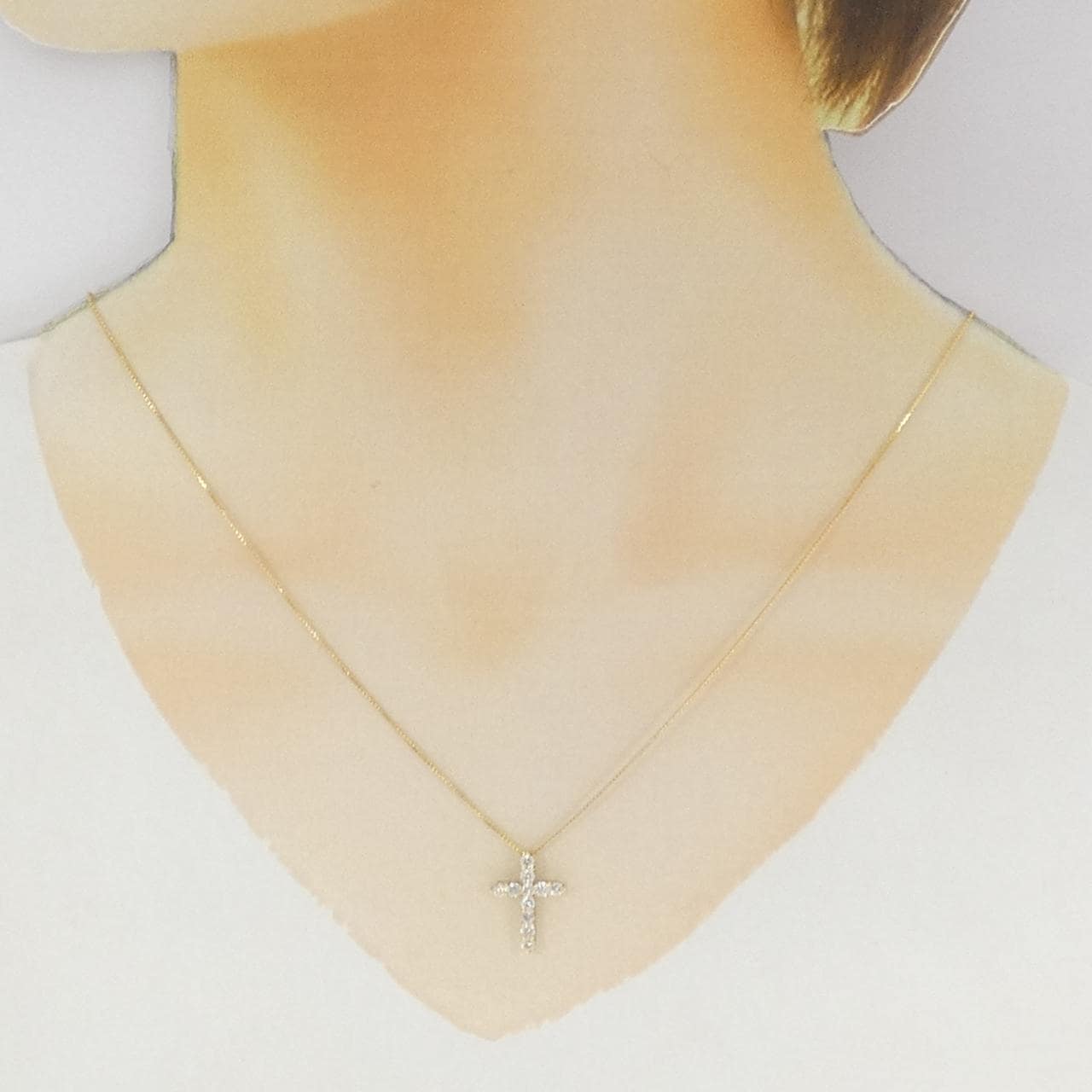 K18YG クロス ダイヤモンド ネックレス 0.50CT