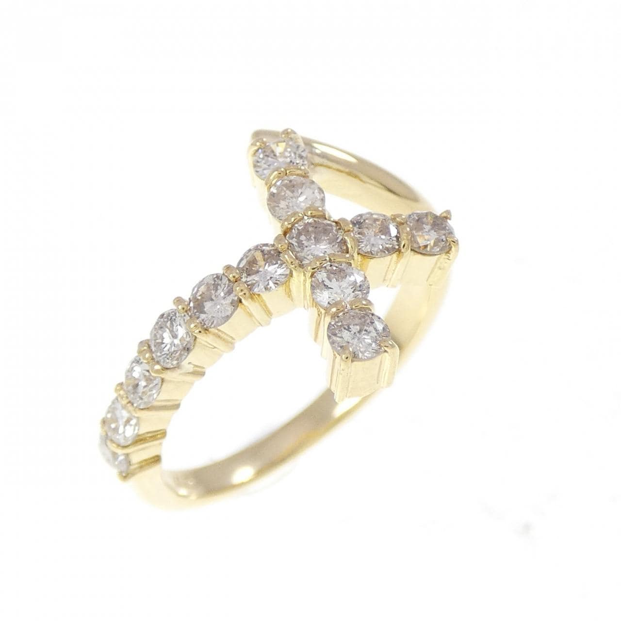 K18YG クロス ダイヤモンド リング 0.50CT