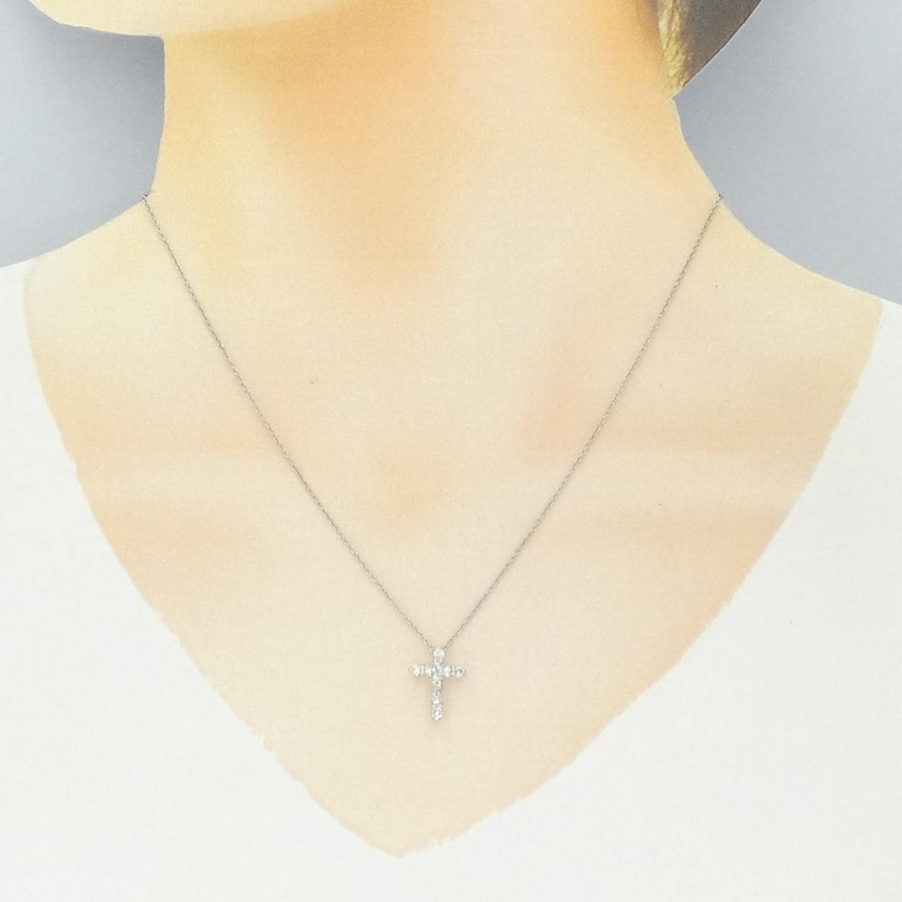 PT900/PT850 クロス ダイヤモンド ネックレス 0.30CT