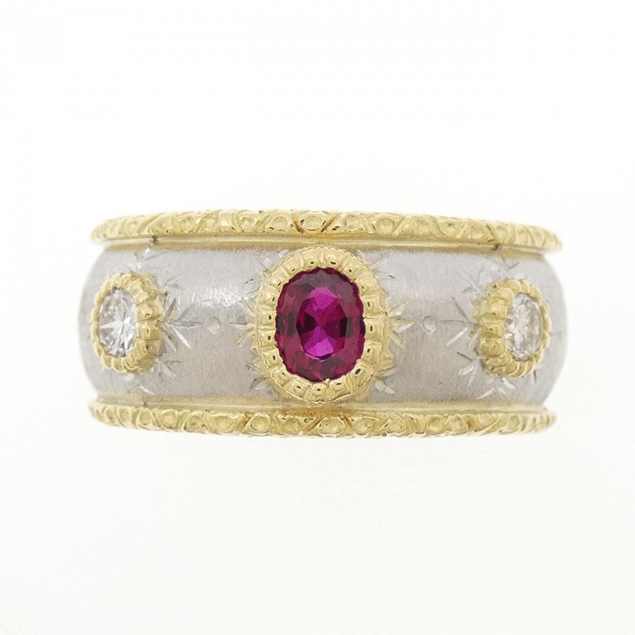 PT900/K18YG ルビー リング 0.35CT