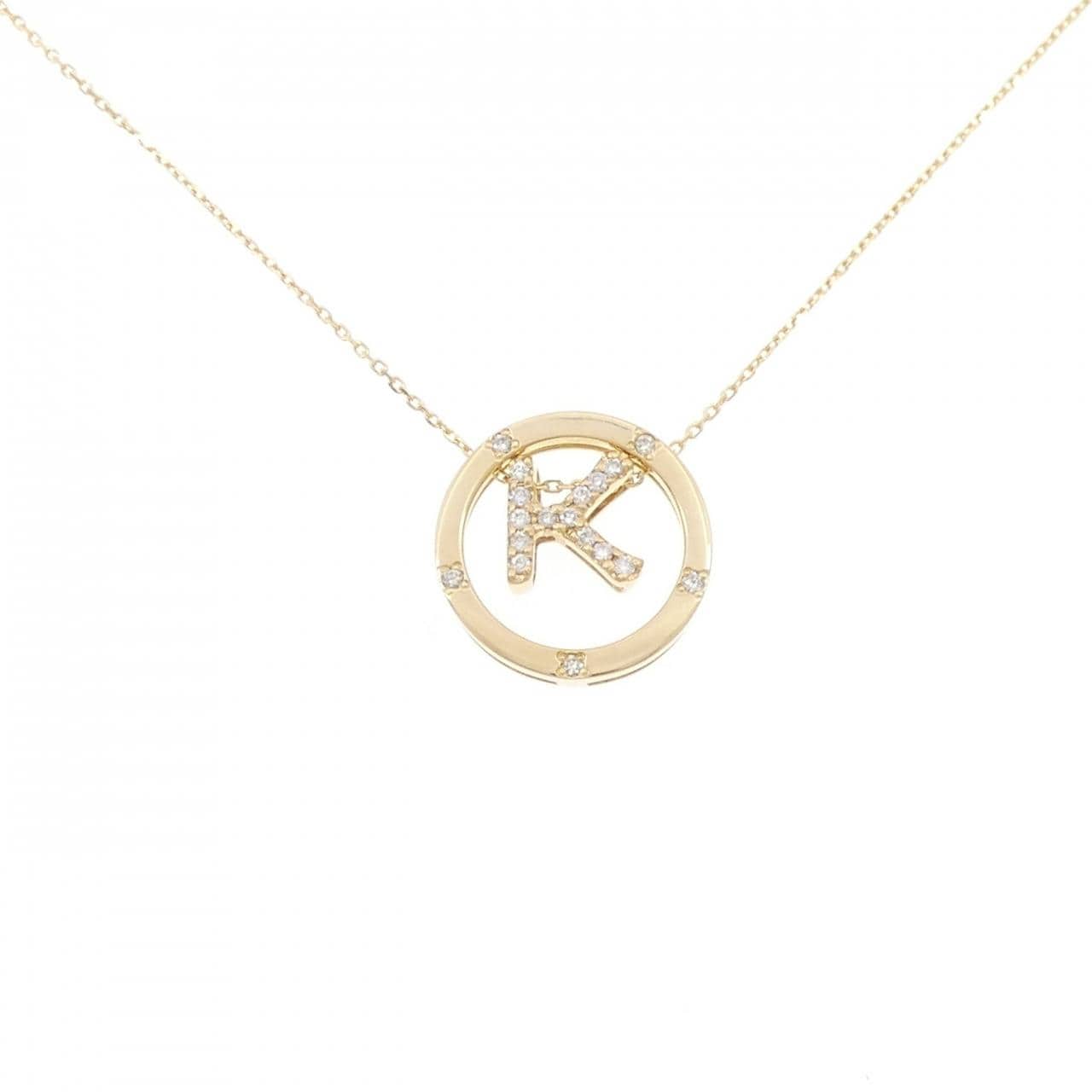 K18YG 2WAY Initial K Diamond Necklace 0.08CT