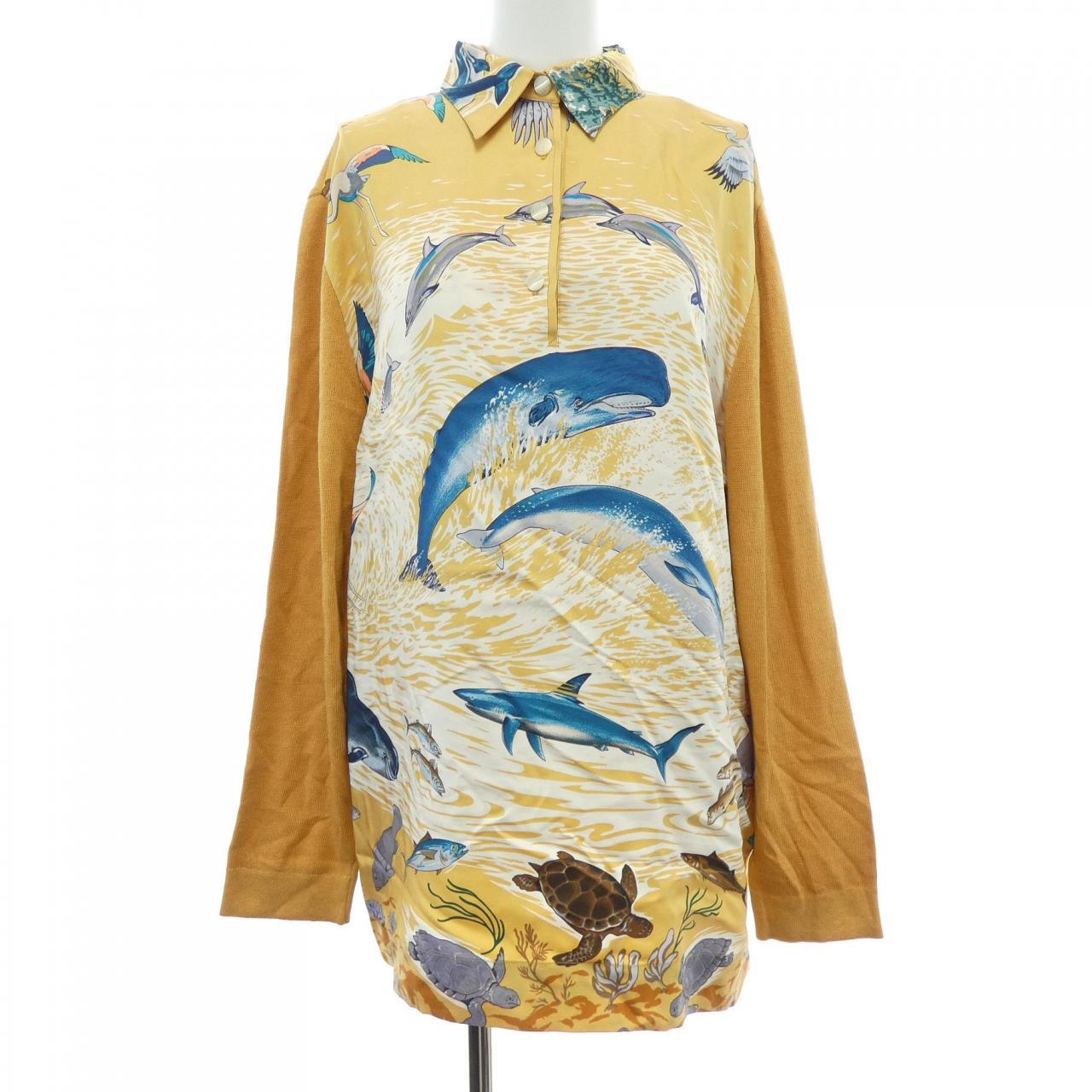 【ヴィンテージ】エルメス HERMES LAVIE PRECIEVSE DE LA MEDITERRANEE ツイルレーヌ. ポロシャツ