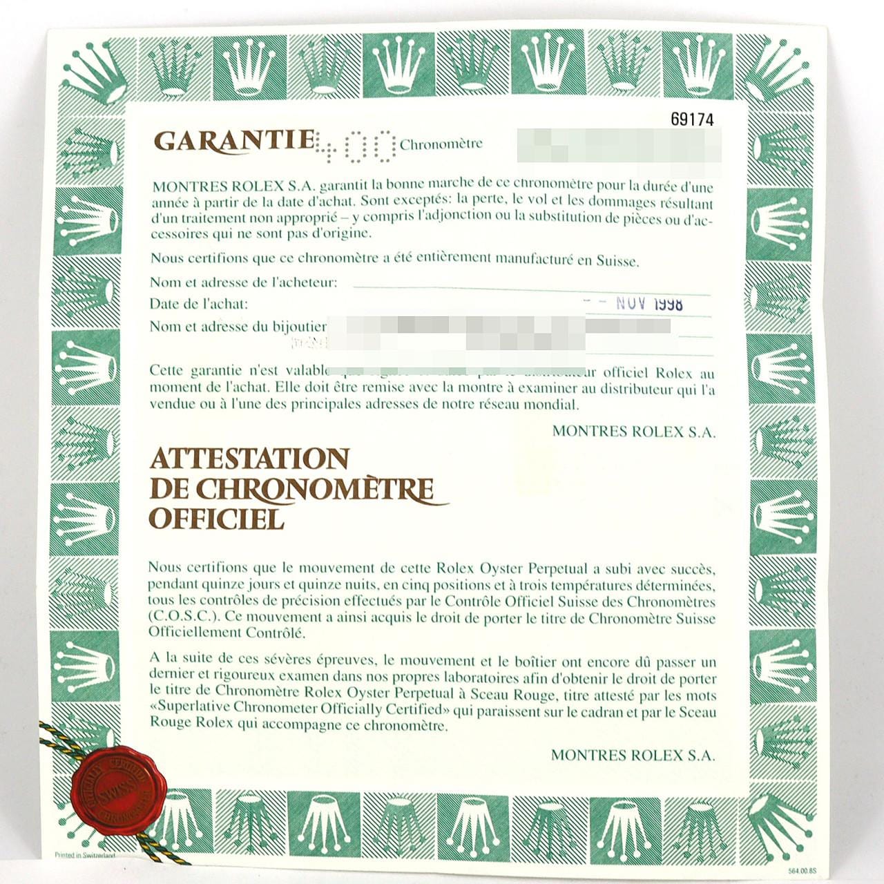 ロレックス デイトジャスト 69174 SSxWG 自動巻 U番