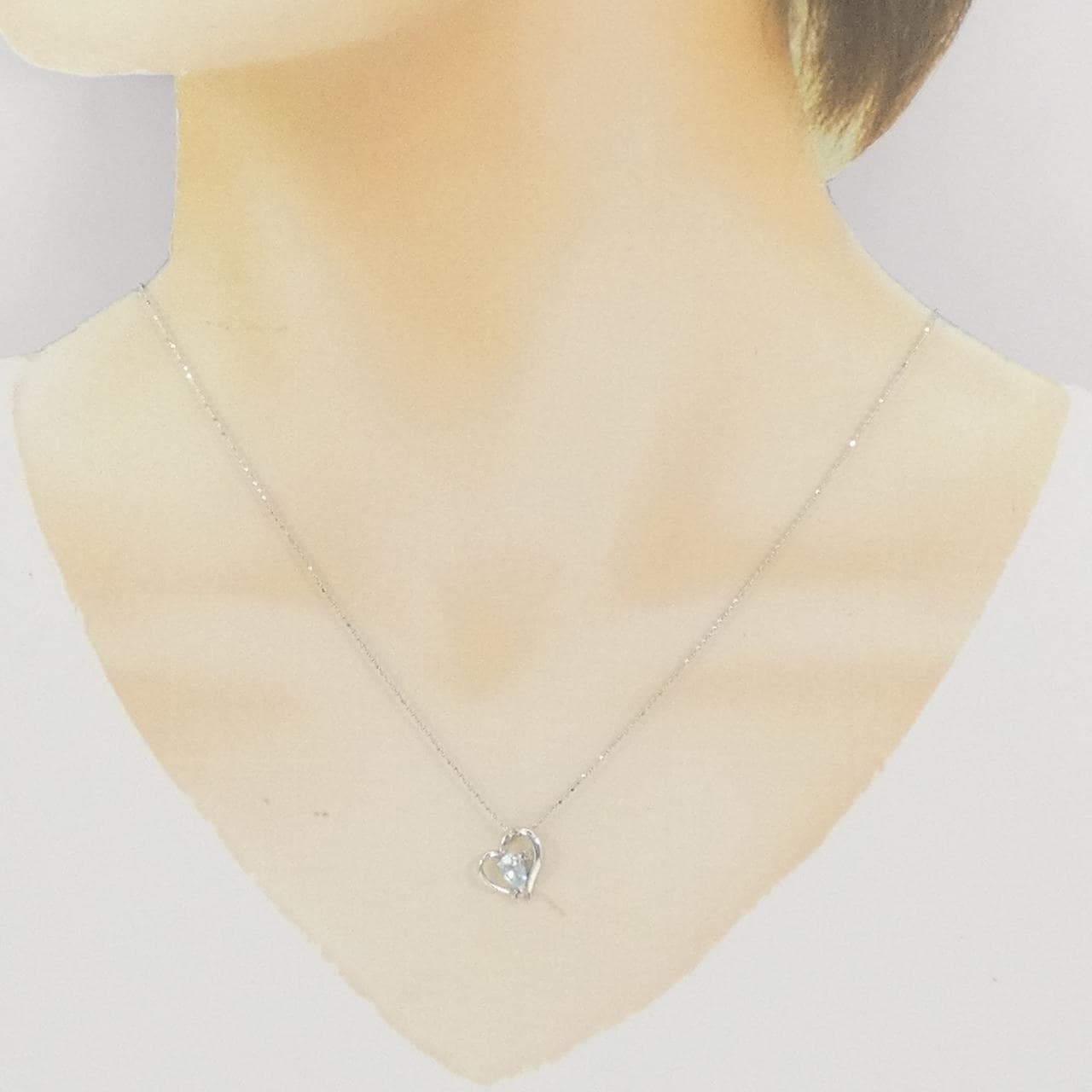 K10WG ハート アクアマリン ネックレス