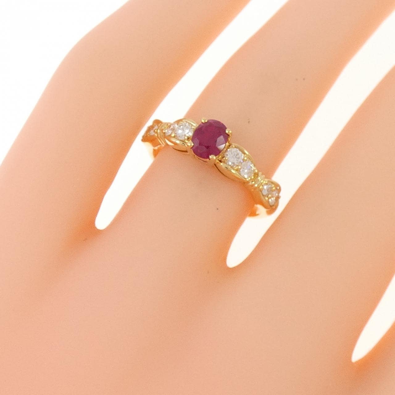 K18YG ルビー リング 0.544CT