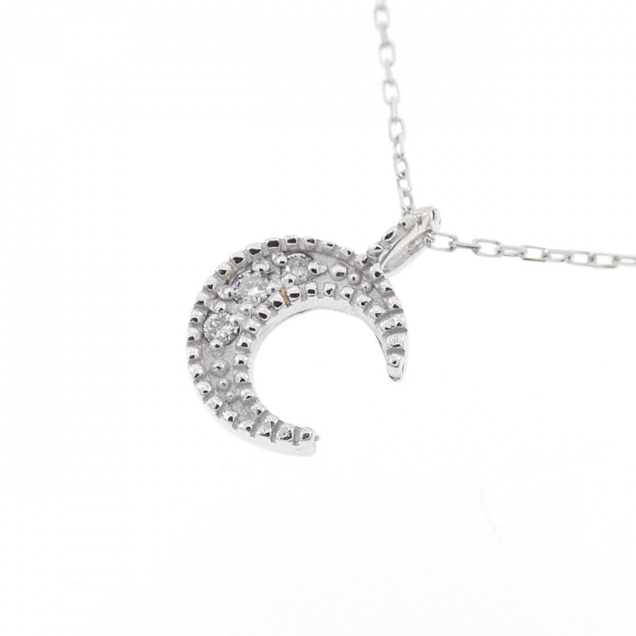 K10WG ムーン ダイヤモンド ネックレス 0.02CT