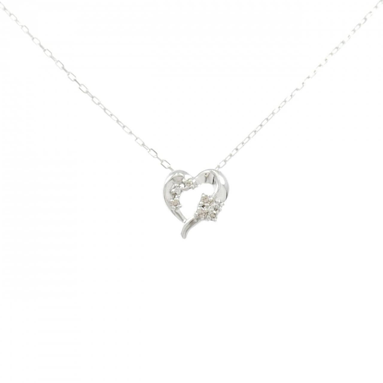 K10WG ハート ダイヤモンド ネックレス 0.04CT