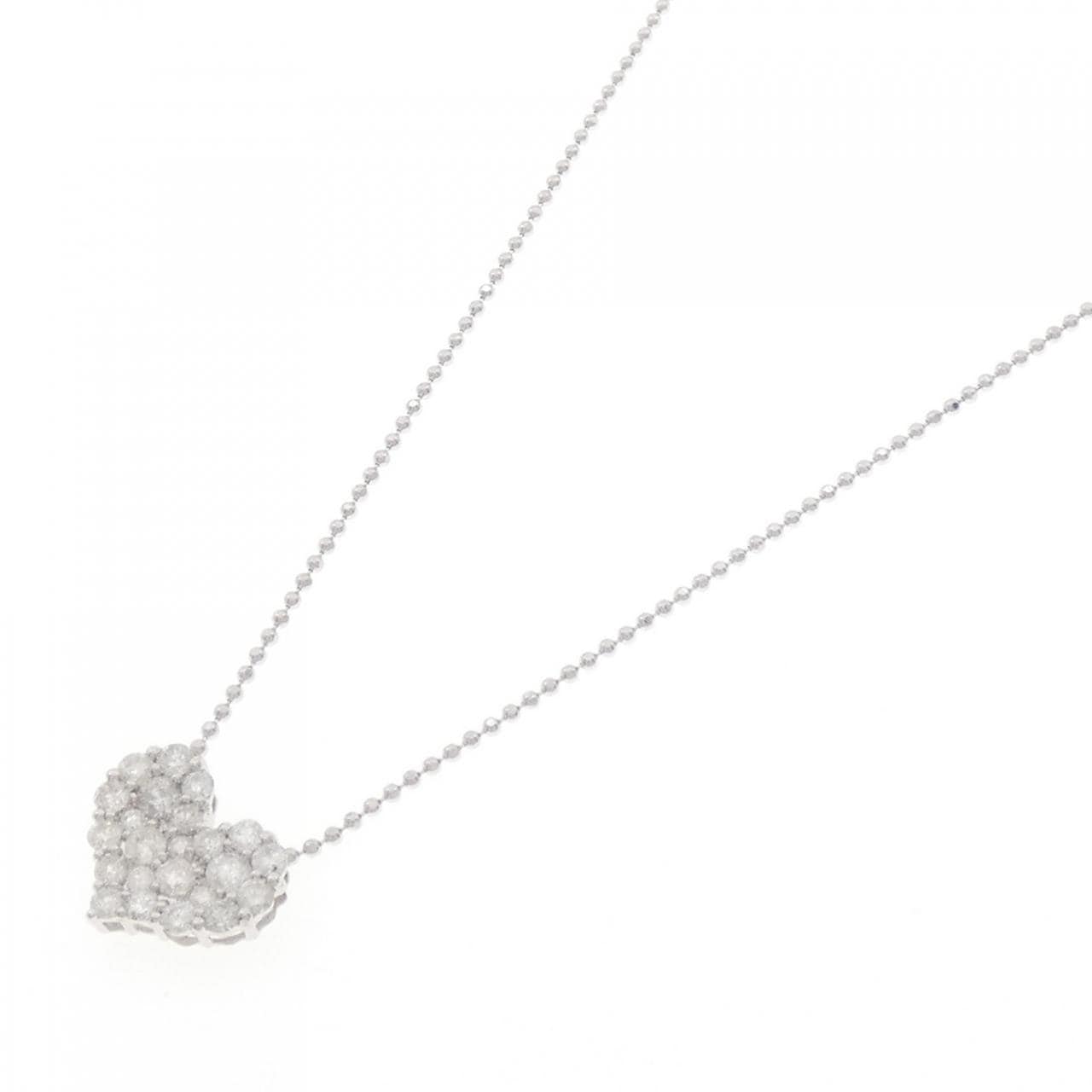 K14WG/K18WG ハート パヴェ ダイヤモンド ネックレス 1.00CT