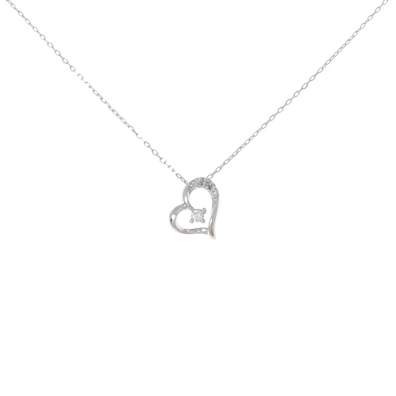 PT900/PT850 ハート ダイヤモンド ネックレス 0.03CT