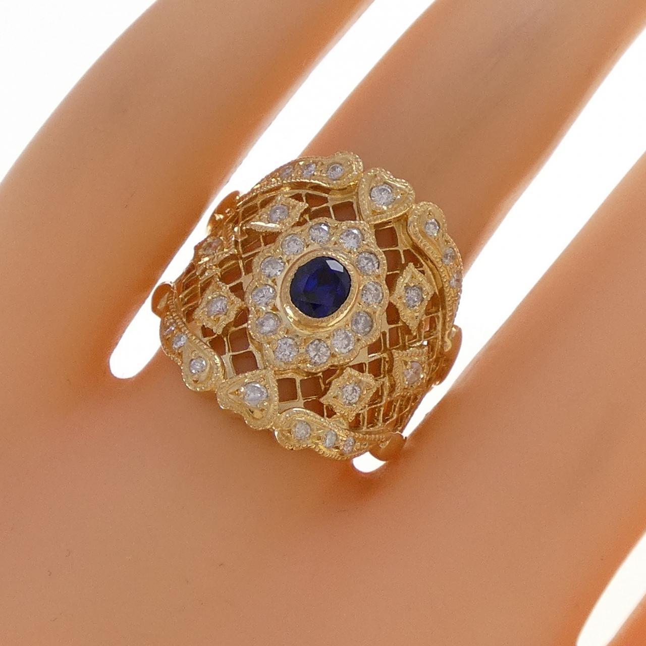 K18YG サファイヤ リング 0.45CT