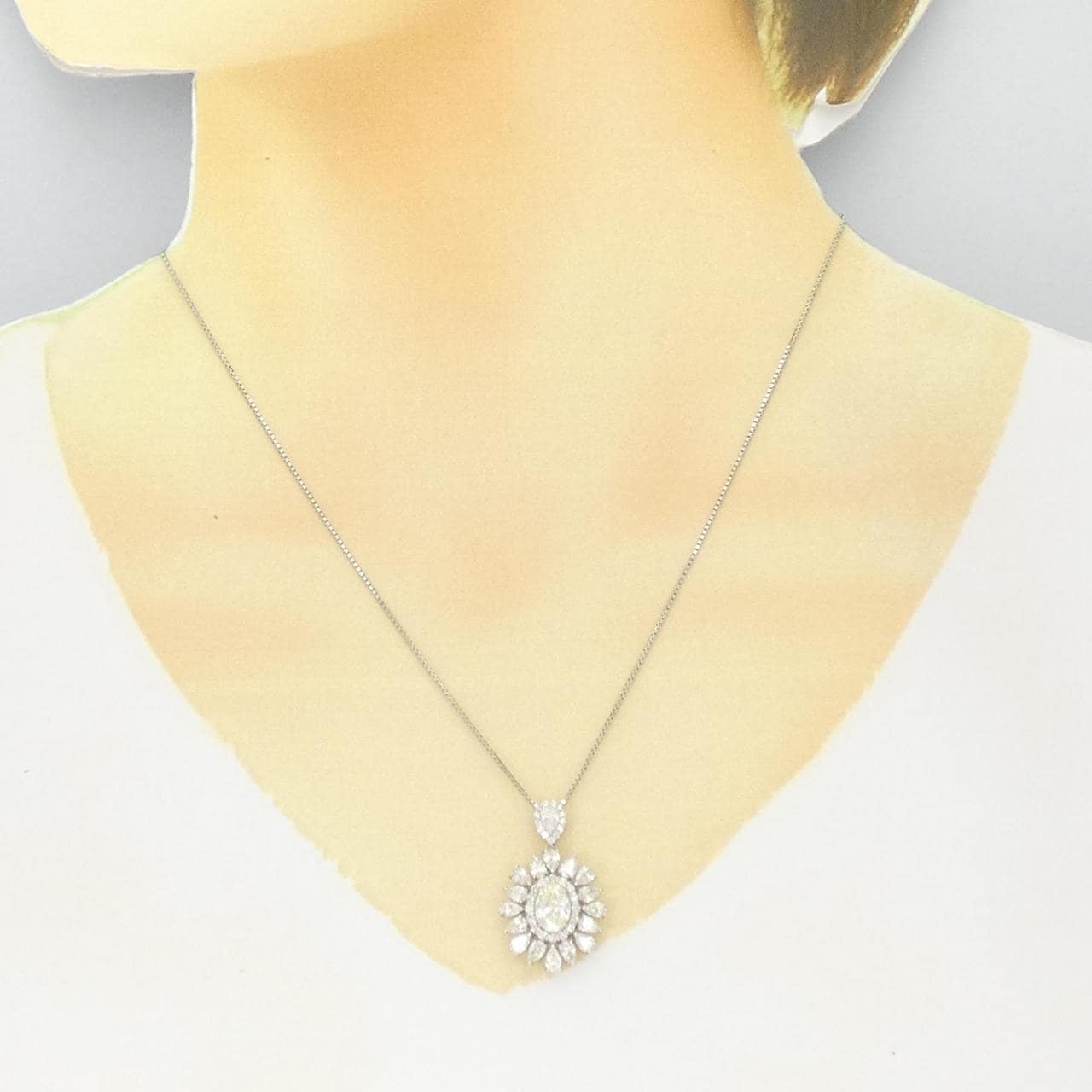 [BRAND NEW] PT Diamond Necklace 1.013CT M SI1 Oval Cut