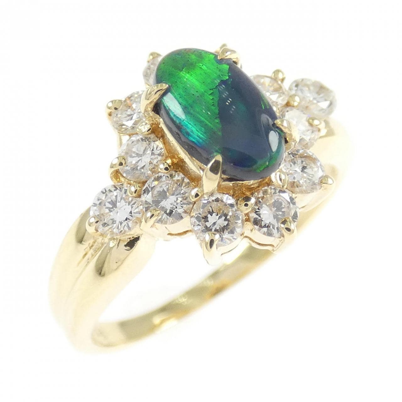 K18YG ブラックオパール リング 0.48CT