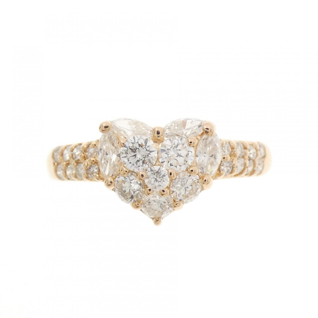 K18PG ハート ダイヤモンド リング 0.82CT