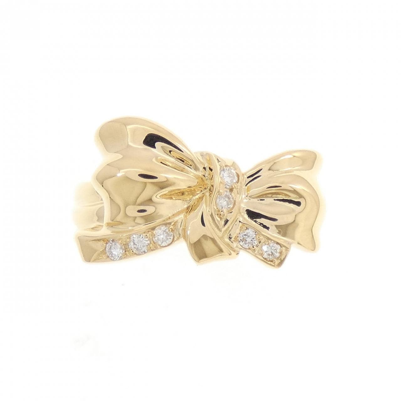 K18YG リボン ダイヤモンド リング 0.10CT