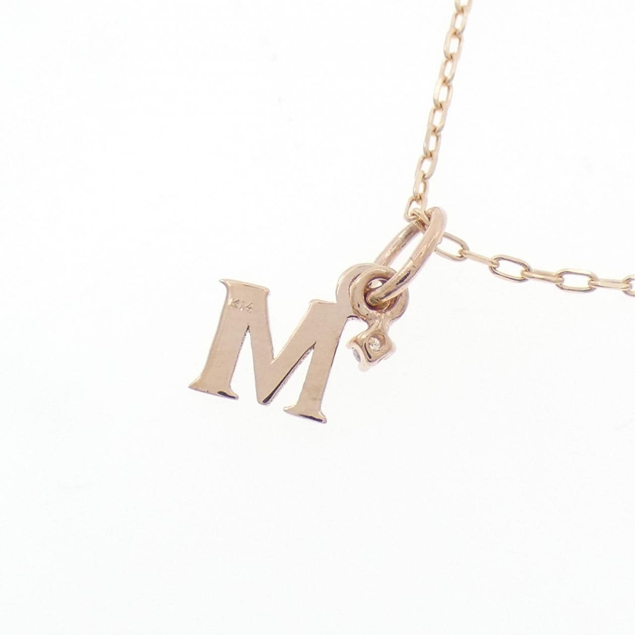 K14PG/K18PG イニシャルM ダイヤモンド ネックレス