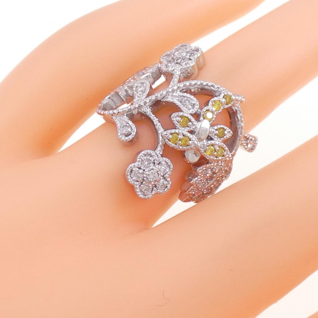 コメ兵｜PT トンボ×フラワー ダイヤモンド リング 0.12CT｜ジュエリー