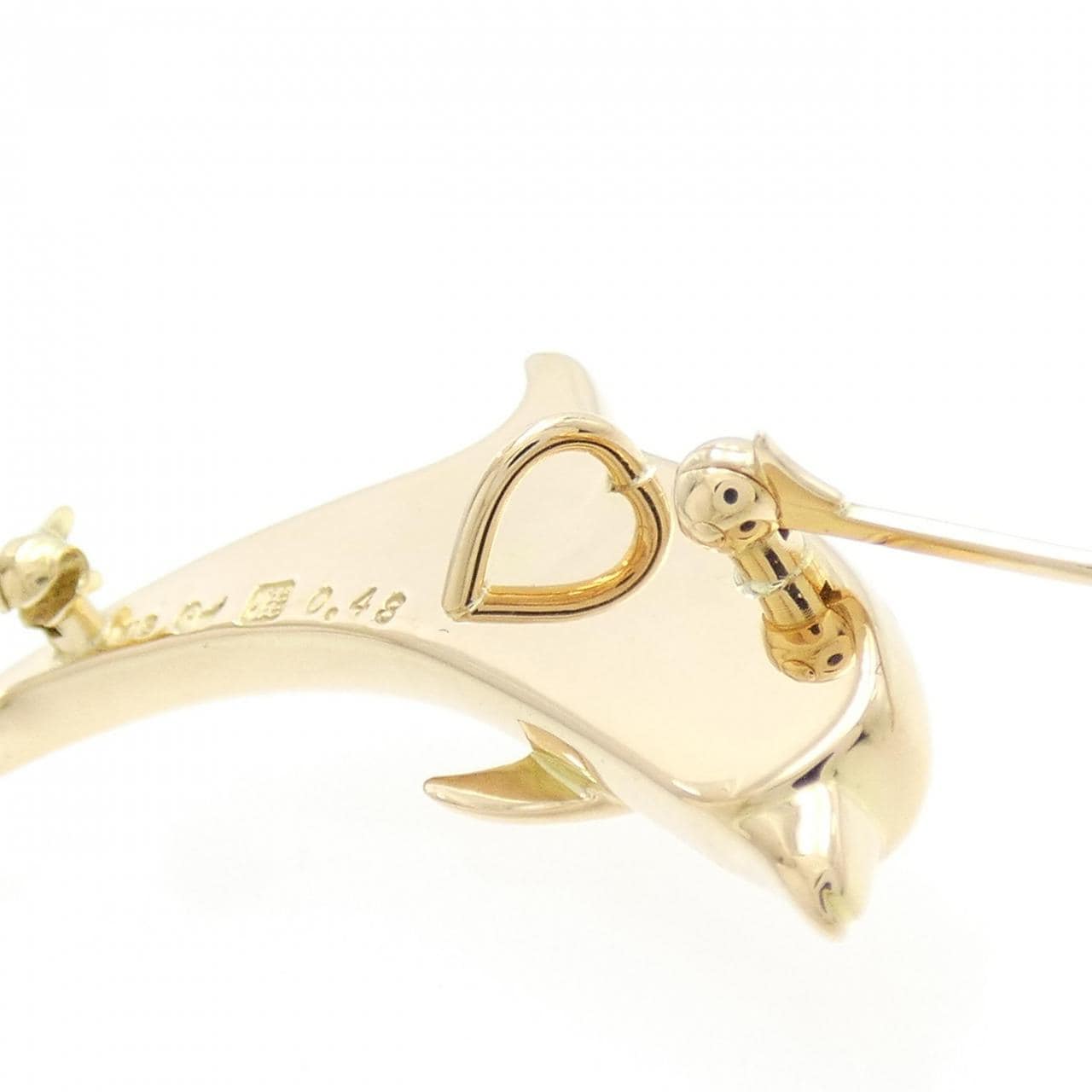 K18YG Dolphin Diamond Brooch 0.48CT