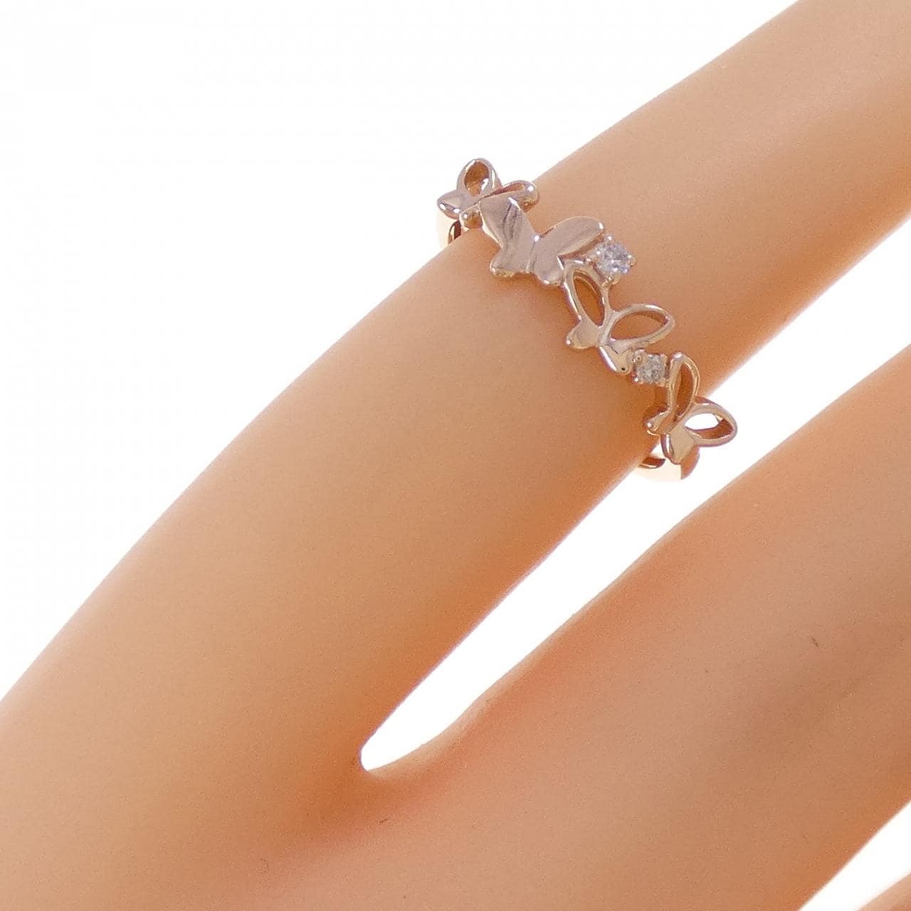 K10PG バタフライ ダイヤモンド ピンキーリング