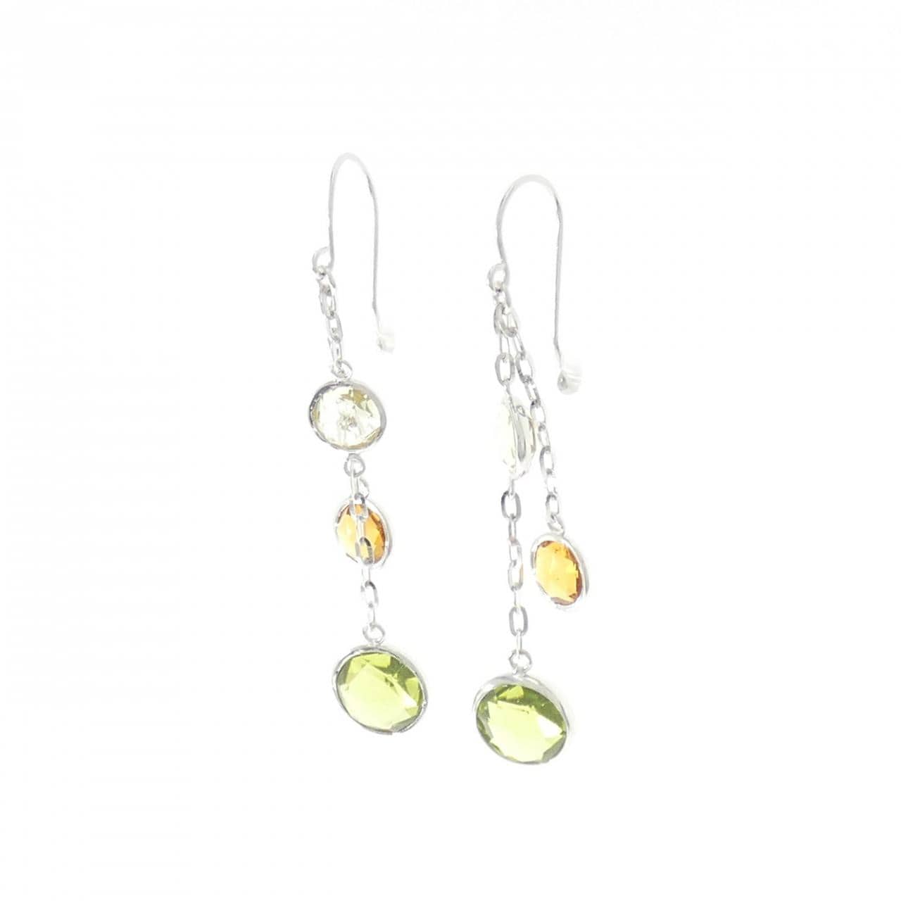 K18WG カラーストーン ピアス