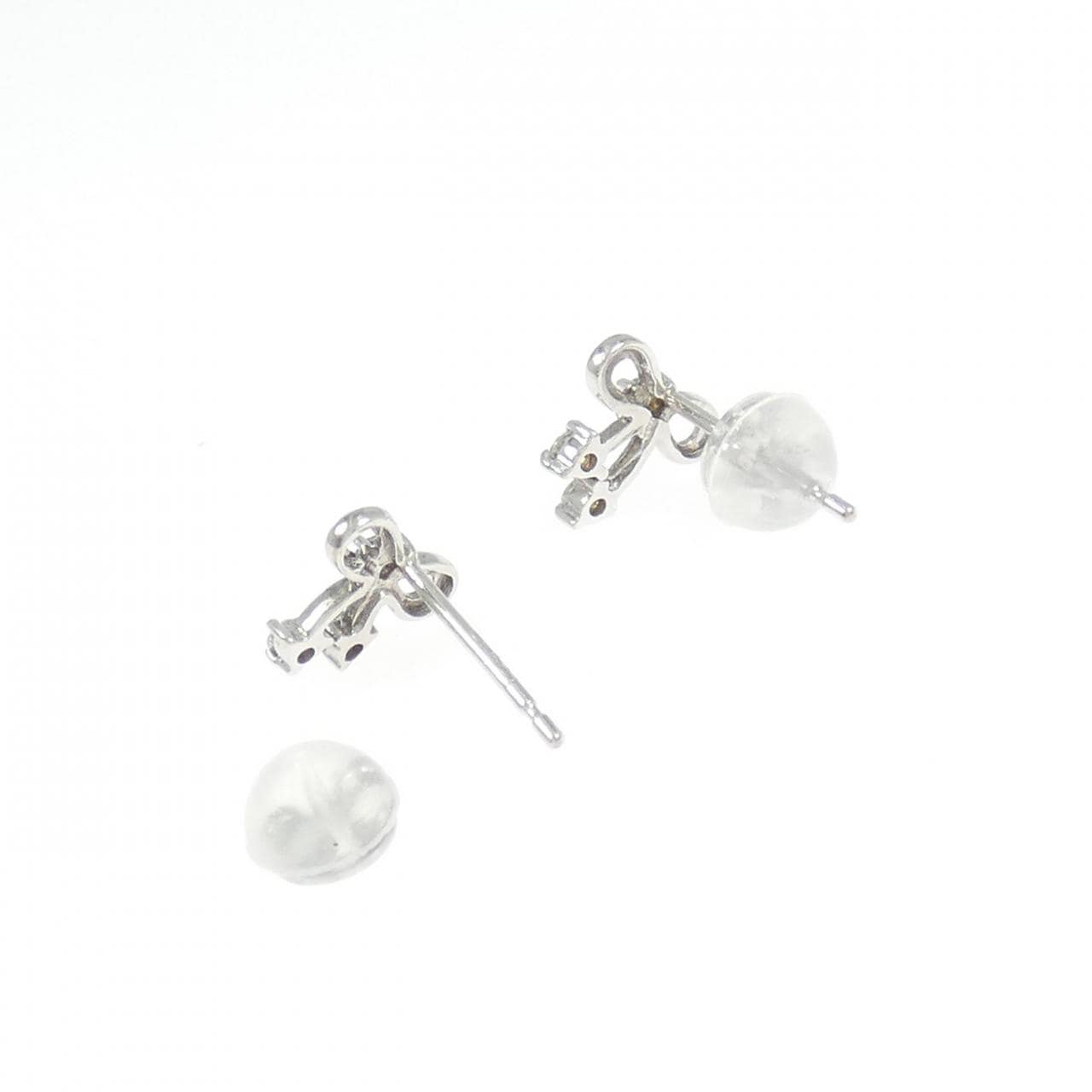 K18WG リボン ダイヤモンド ピアス 0.10CT