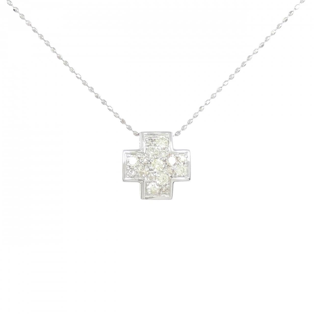 K18WG クロス ダイヤモンド ネックレス 0.50CT