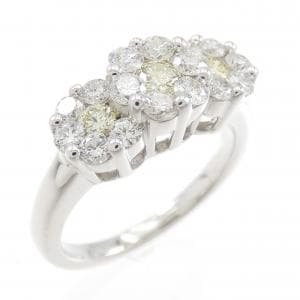 K18WG フラワー ダイヤモンド リング 1.00CT