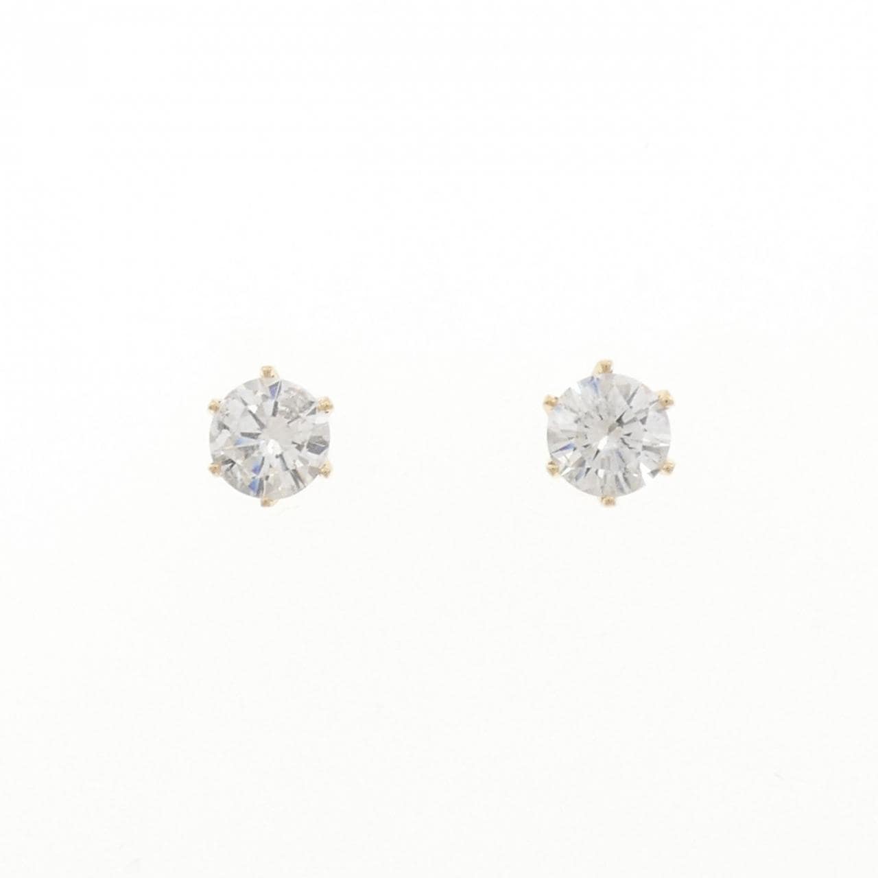 K18YG ソリティア ダイヤモンド ピアス 1.082CT