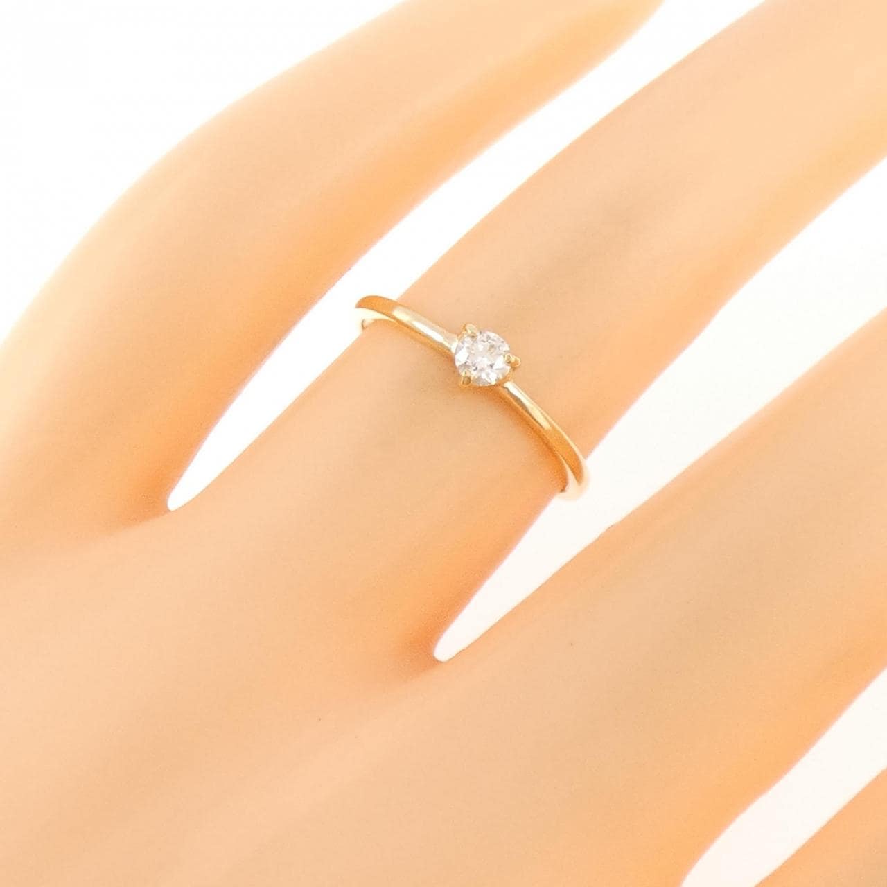 K18YG ソリティア ダイヤモンド リング 0.10CT