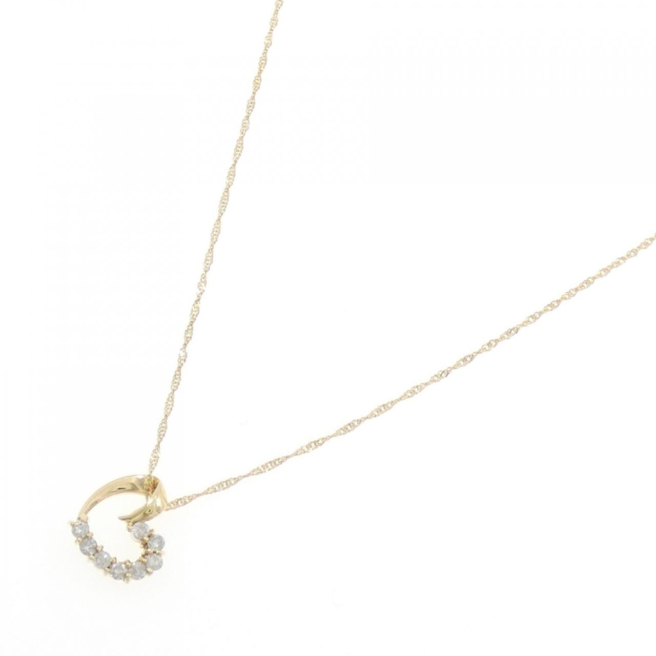 K18YG ハート ダイヤモンド ネックレス 0.15CT