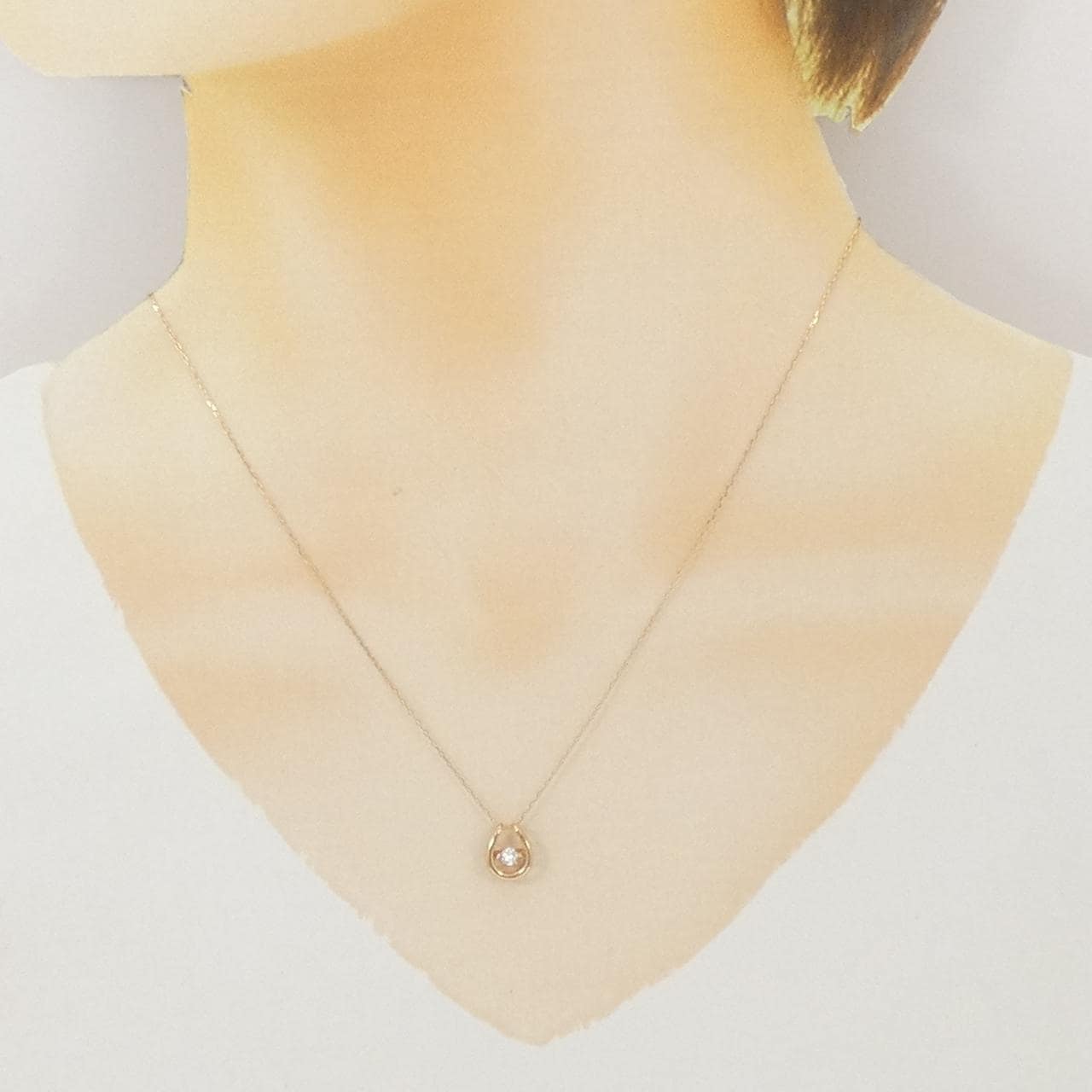 K18PG ホースシュー ダイヤモンド ネックレス 0.08CT