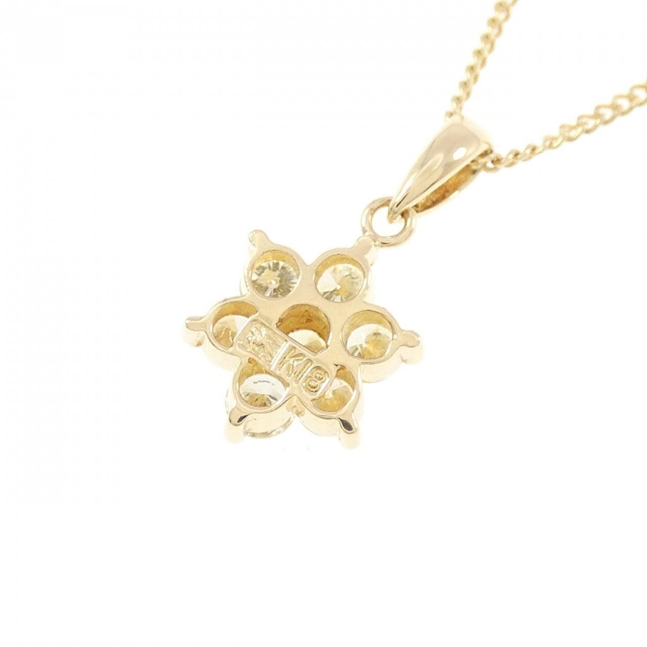 K18YG フラワー ダイヤモンド ネックレス