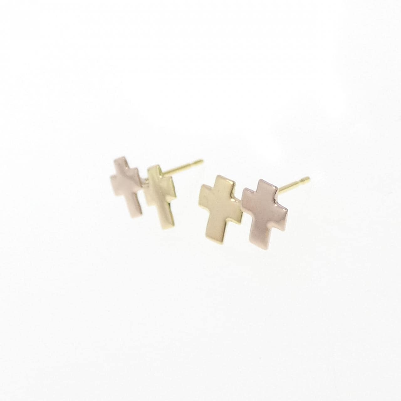 K18YG/K18PG クロス ピアス