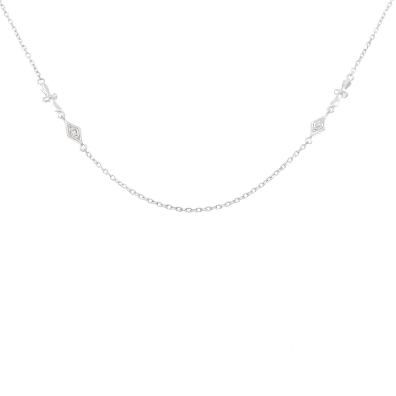 K18WG Cross x Star Diamond Necklace 0.04CT
