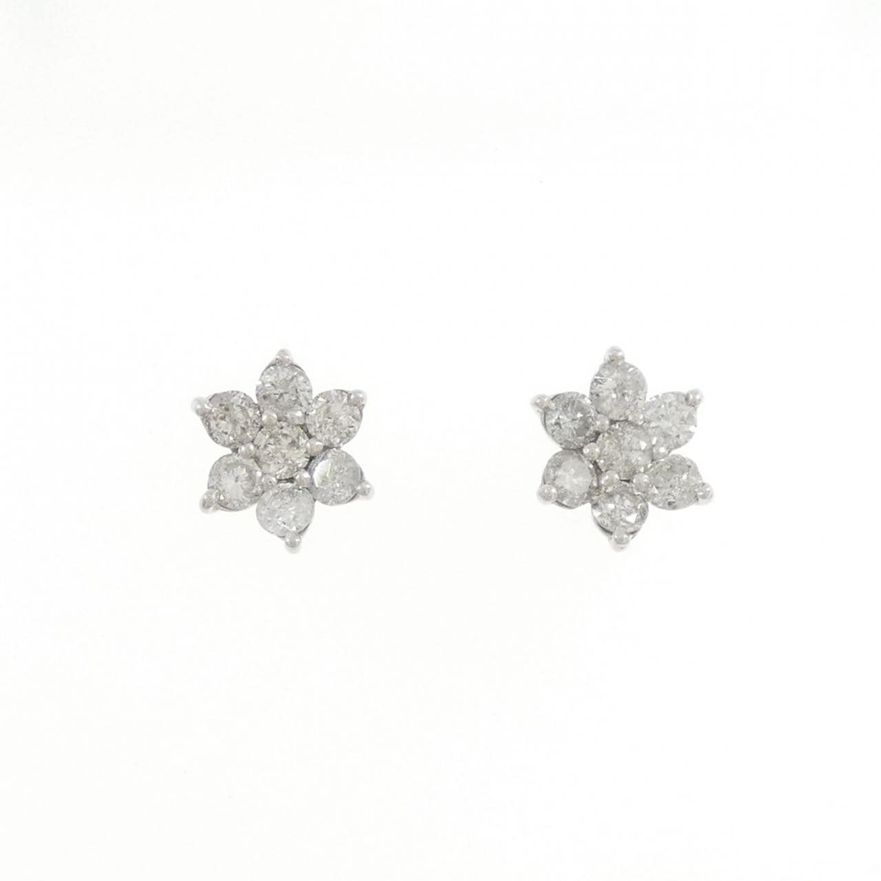 K18WG花朵钻石耳环1.00CT