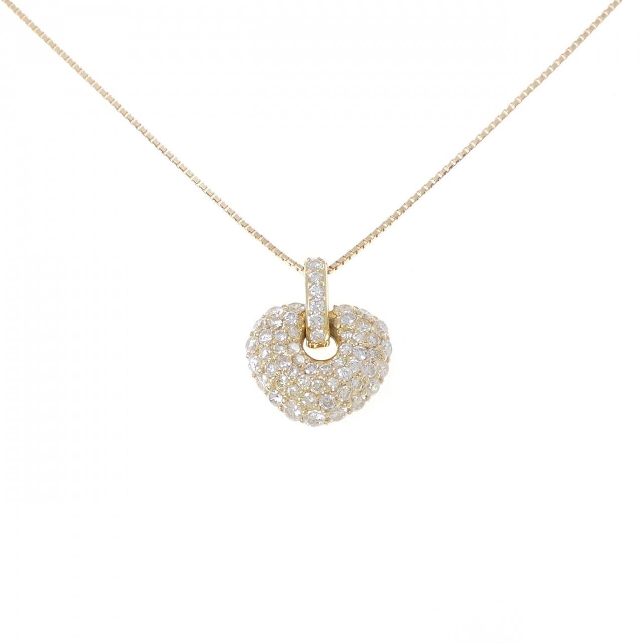 K18YG パヴェ ダイヤモンド ネックレス 2.08CT