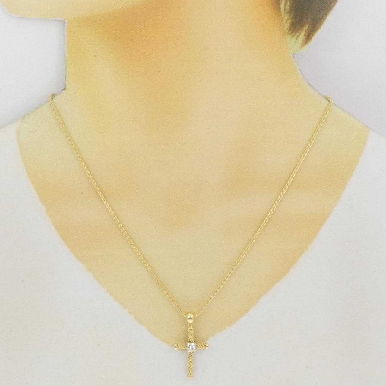 18KTYG/18KTWG/750YG クロス ダイヤモンド ネックレス