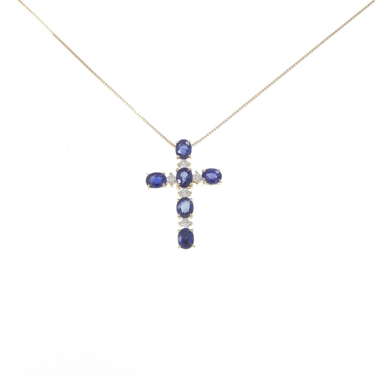 K18YG クロス サファイヤ ネックレス 1.67CT