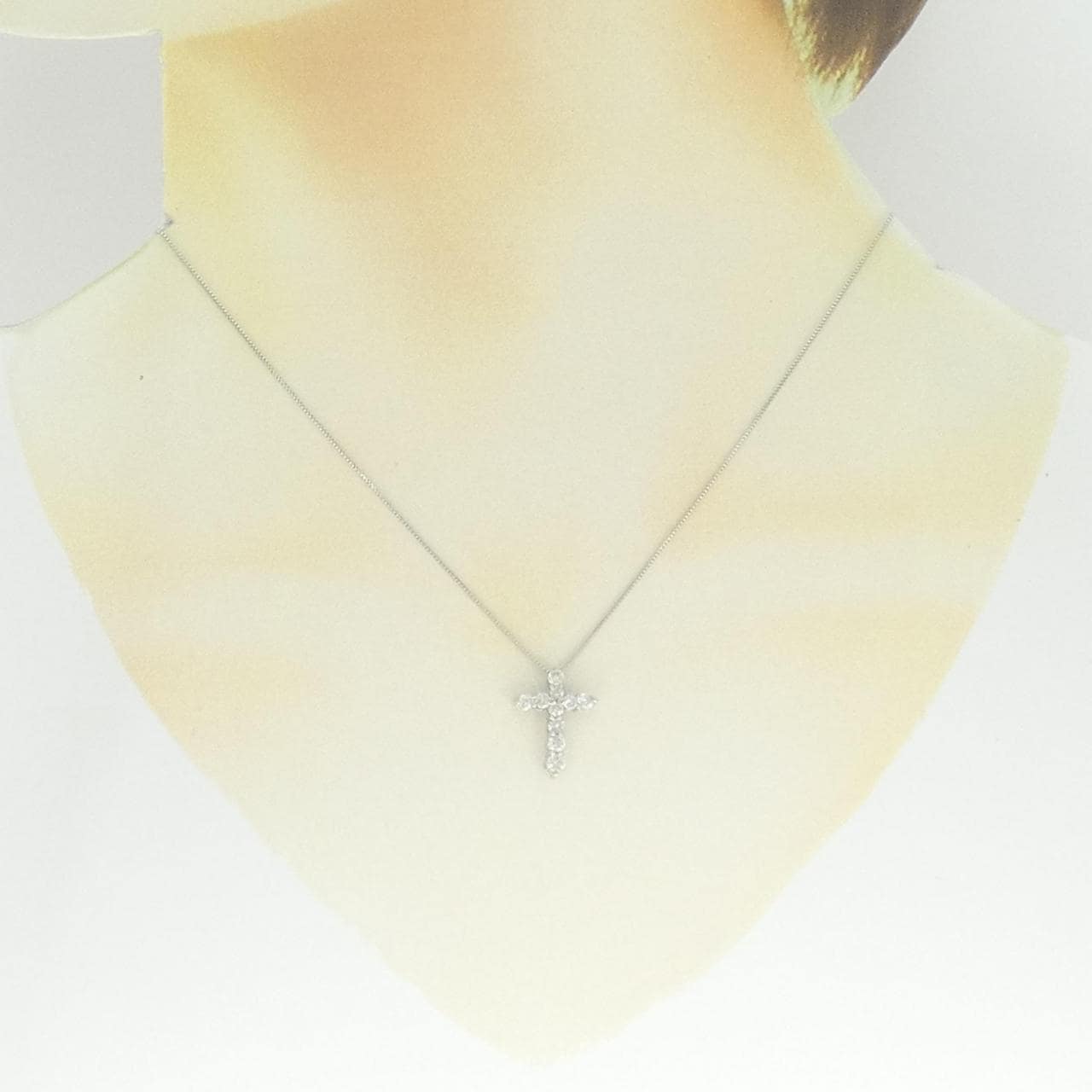 K18WG クロス ダイヤモンド ネックレス 0.50CT