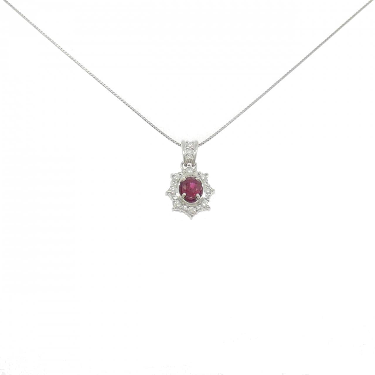 PT900/PT850 ルビー ネックレス 0.63CT