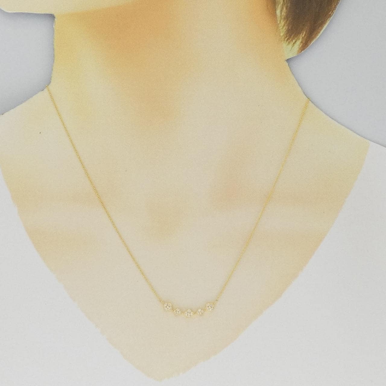 K18YG フラワー ダイヤモンド ネックレス 0.12CT
