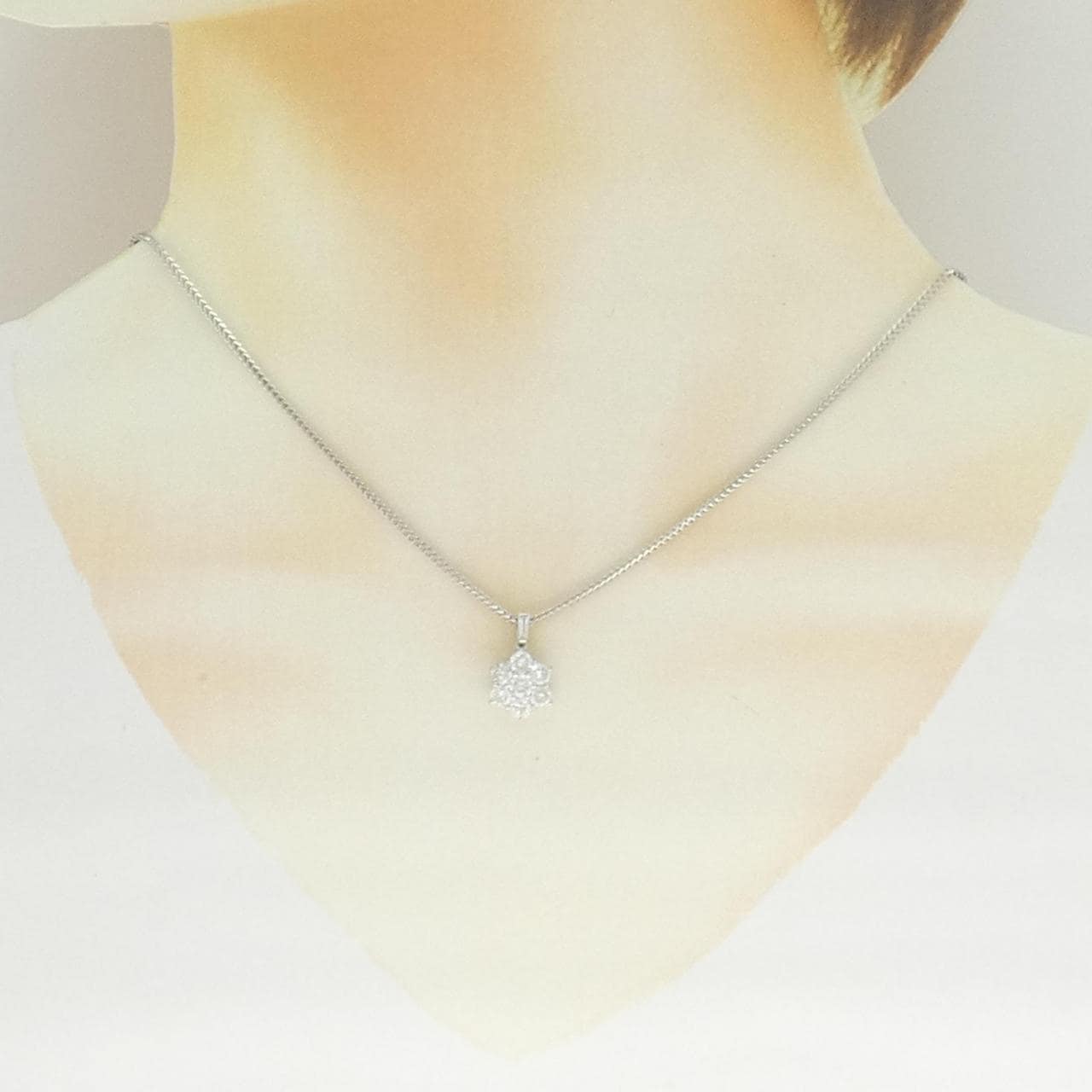 PT900/PT850 フラワー ダイヤモンド ネックレス 1.05CT