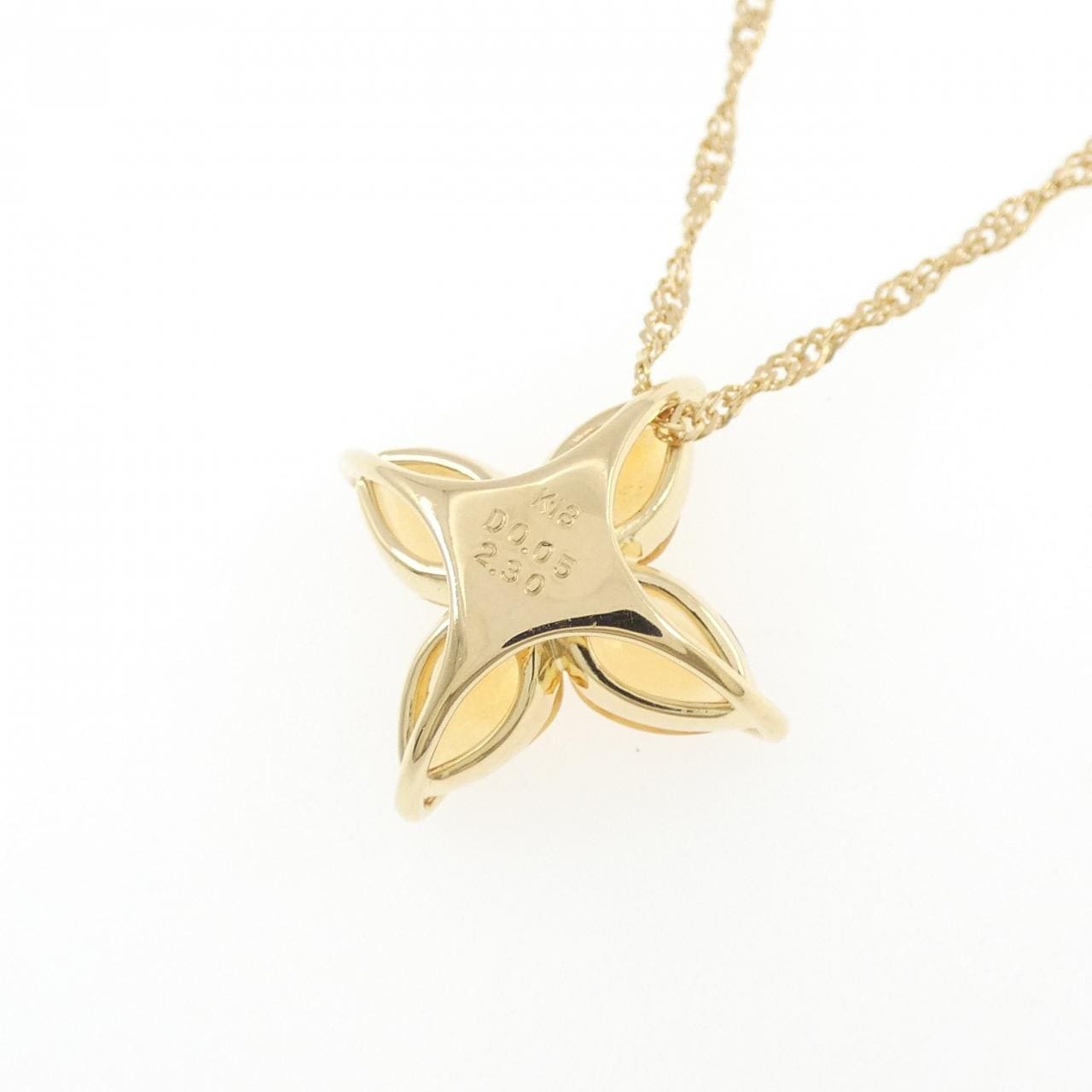 K18YG フラワー シトリン ネックレス 2.30CT