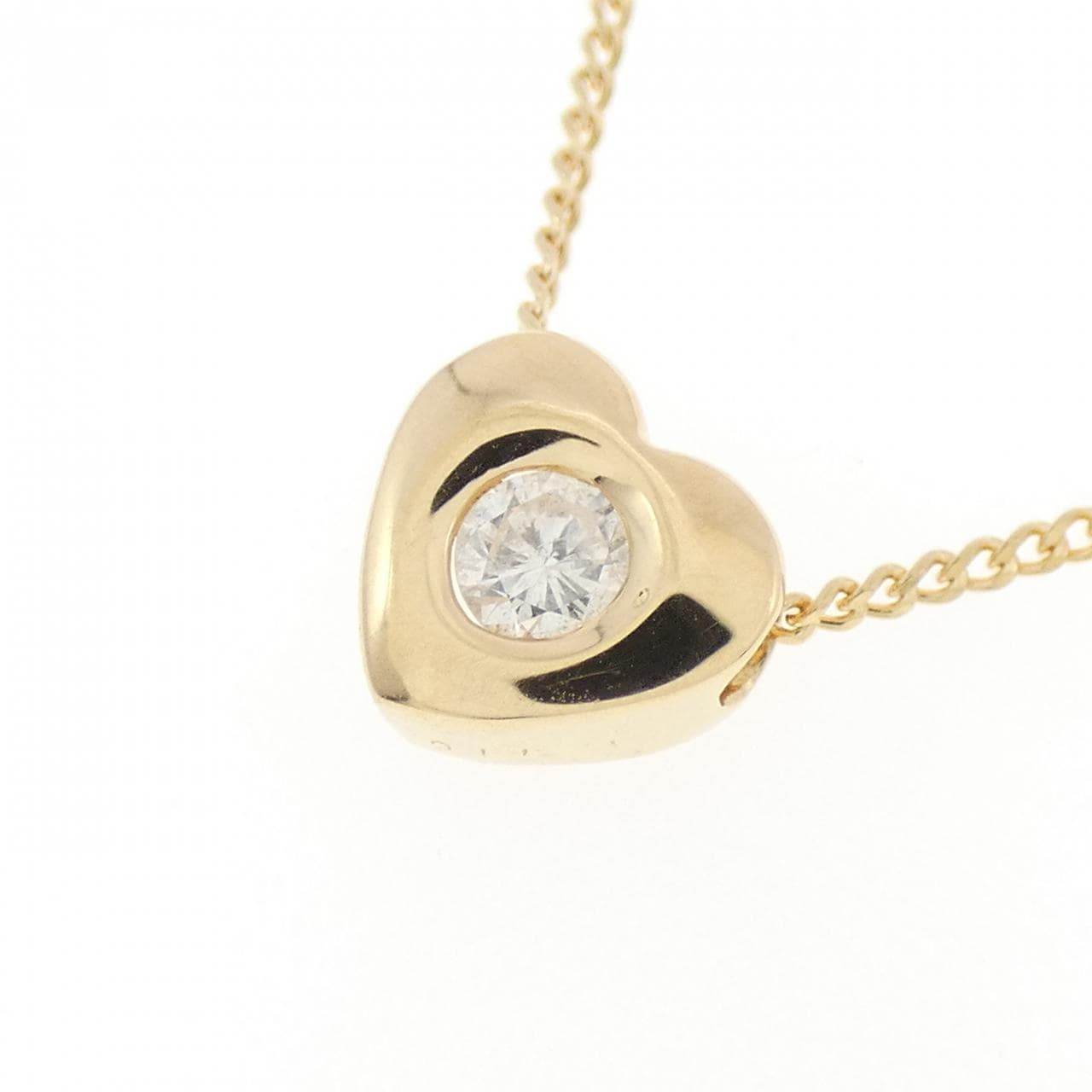 K18YG ハート ダイヤモンド ネックレス 0.11CT