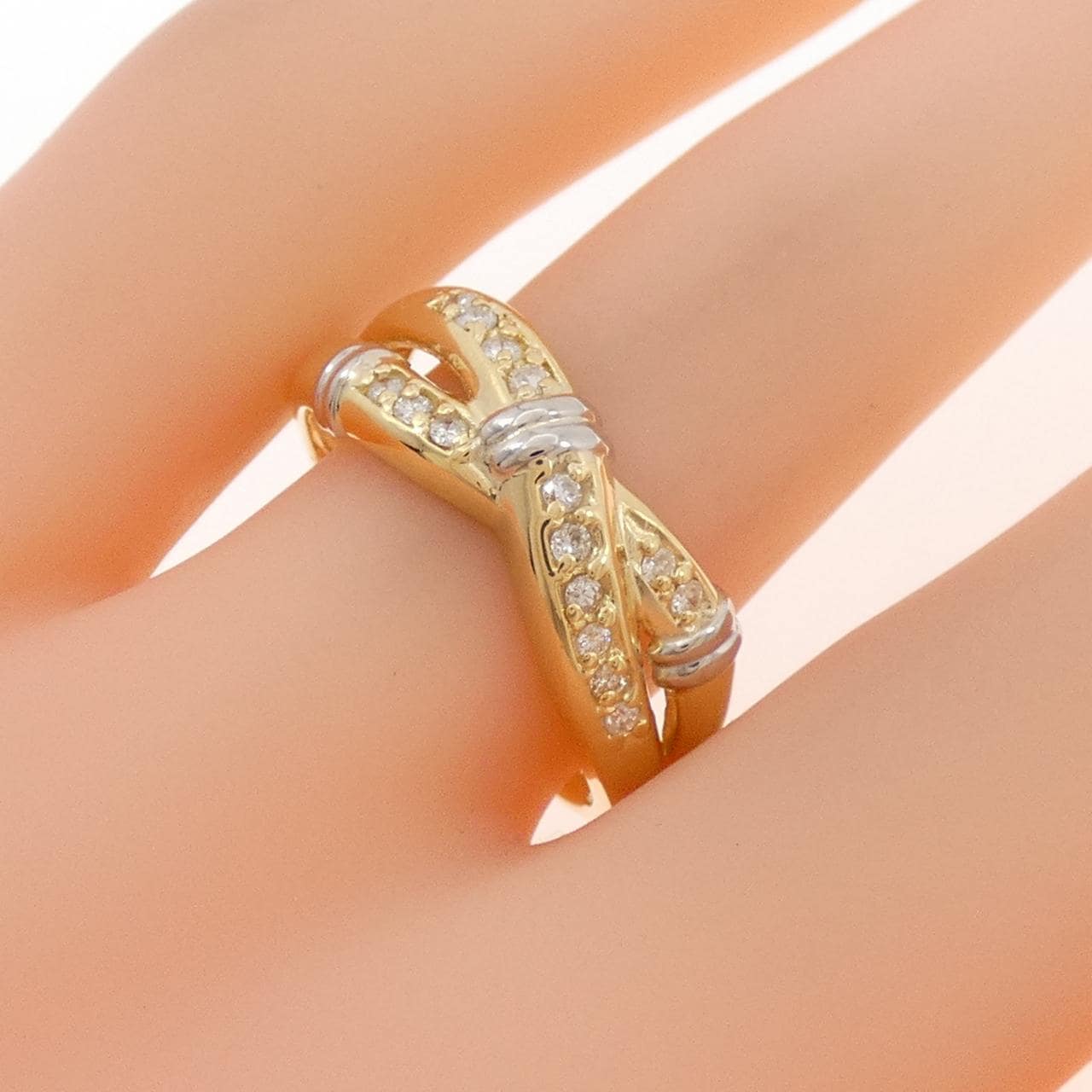 K18YG/PT900 ダイヤモンド リング 0.15CT