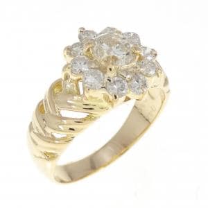 K18YG フラワー ダイヤモンド リング 0.44CT