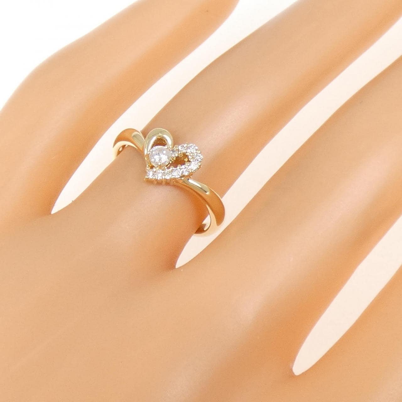 K14YG ハート ダイヤモンド リング 0.13CT