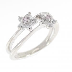 K18WG フラワー ピンクダイヤモンド リング 0.03CT