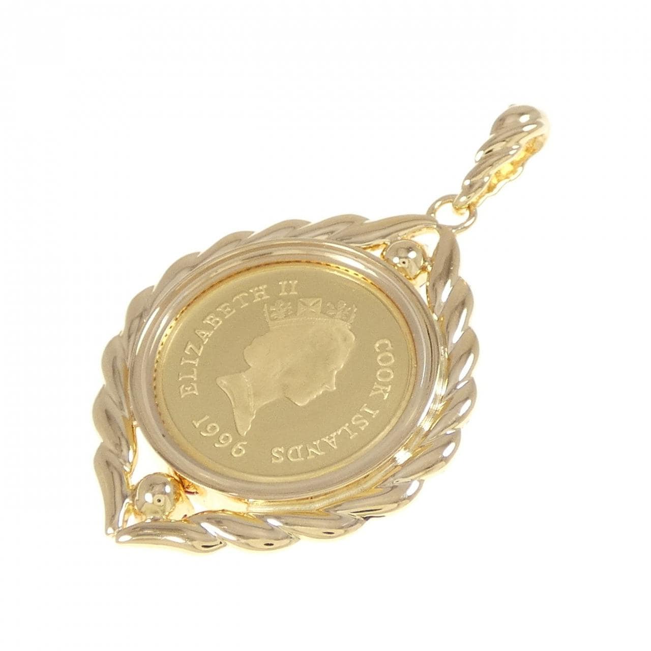 K18YG (frame) ruby coin pendant